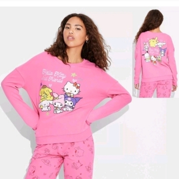 Hello Kitty and Friends Cozy Graphic Sweatshirt Pink Women's - Picture 4 of 6